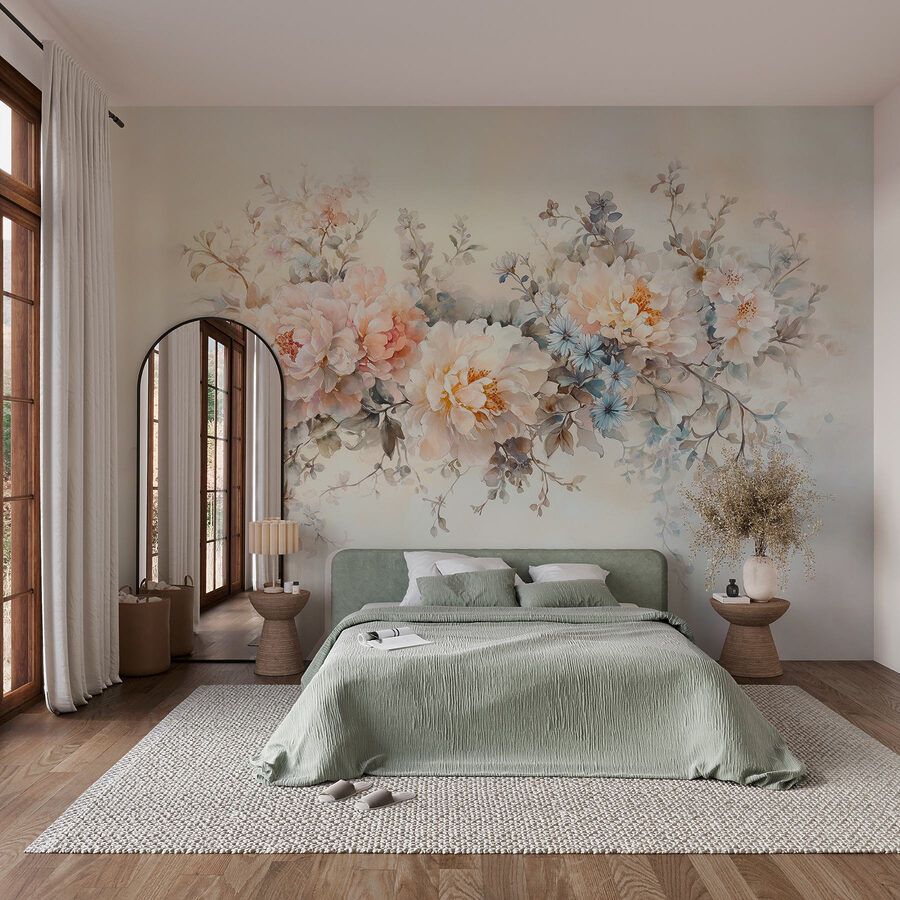 Peinture de fleurs sur une surface blanche Peinture de fleurs sur une surface blanche