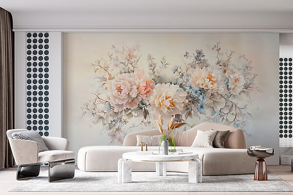 Peinture de fleurs sur une surface blanche Peinture de fleurs sur une surface blanche