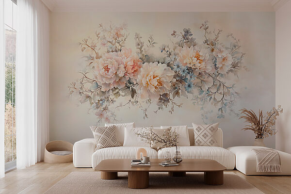 Peinture de fleurs sur une surface blanche Peinture de fleurs sur une surface blanche