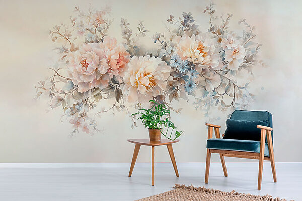 Peinture de fleurs sur une surface blanche Peinture de fleurs sur une surface blanche