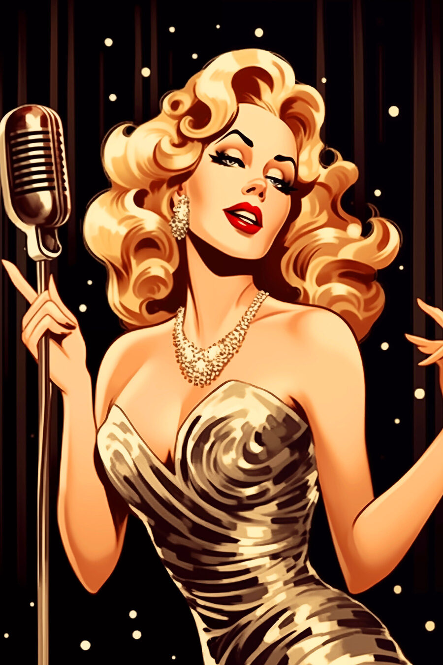 Femme chantant dans un microphone Femme chantant dans un microphone