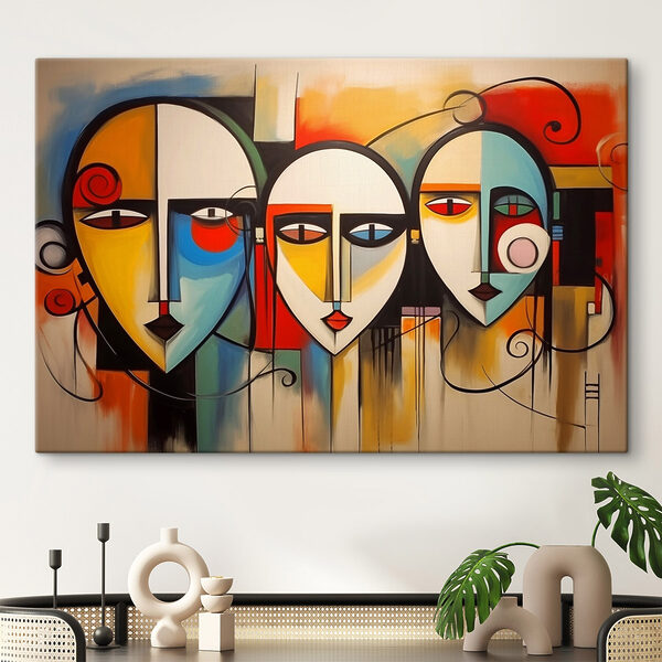 Groupe de visages de personnes peints sur un mur Groupe de visages de personnes peints sur un mur