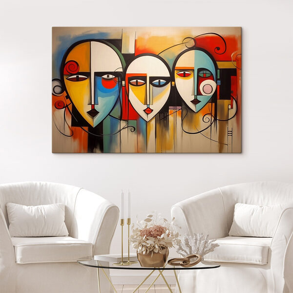 Groupe de visages de personnes peints sur un mur Groupe de visages de personnes peints sur un mur