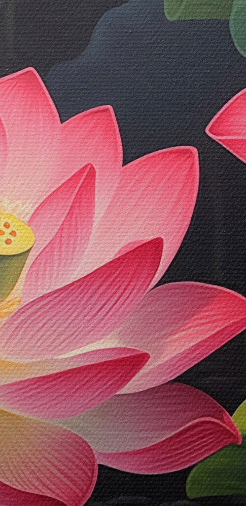 Group of pink flowers with green leaves