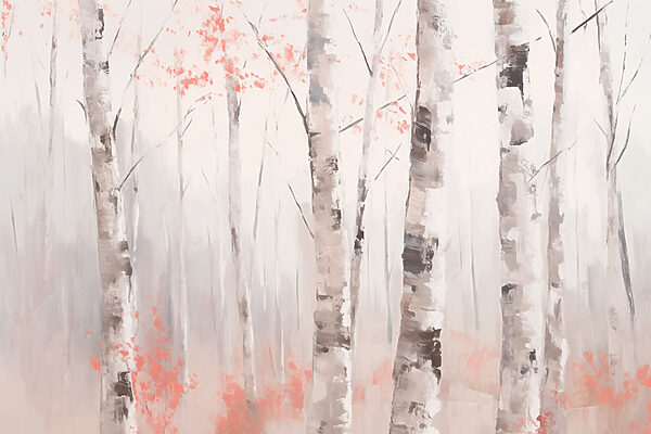 Peinture d'arbres aux feuilles roses Peinture d'arbres aux feuilles roses