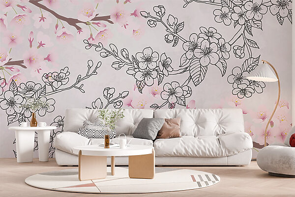 Papier peint Fleurs délicates dans des tons pastels (UGS : w03711) Papier peint Papier peint Fleurs délicates dans des tons pastels (UGS : w03711)