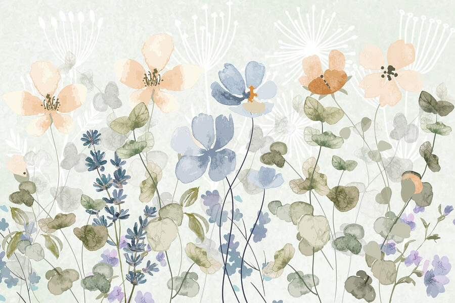 Peinture de fleurs et de feuilles