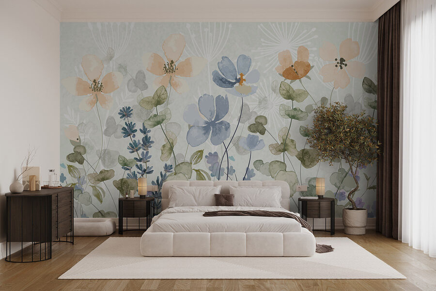 Peinture de fleurs et de feuilles