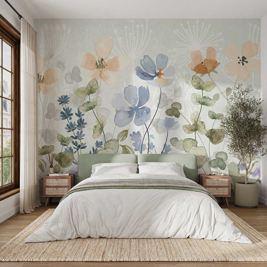 Peinture de fleurs et de feuilles