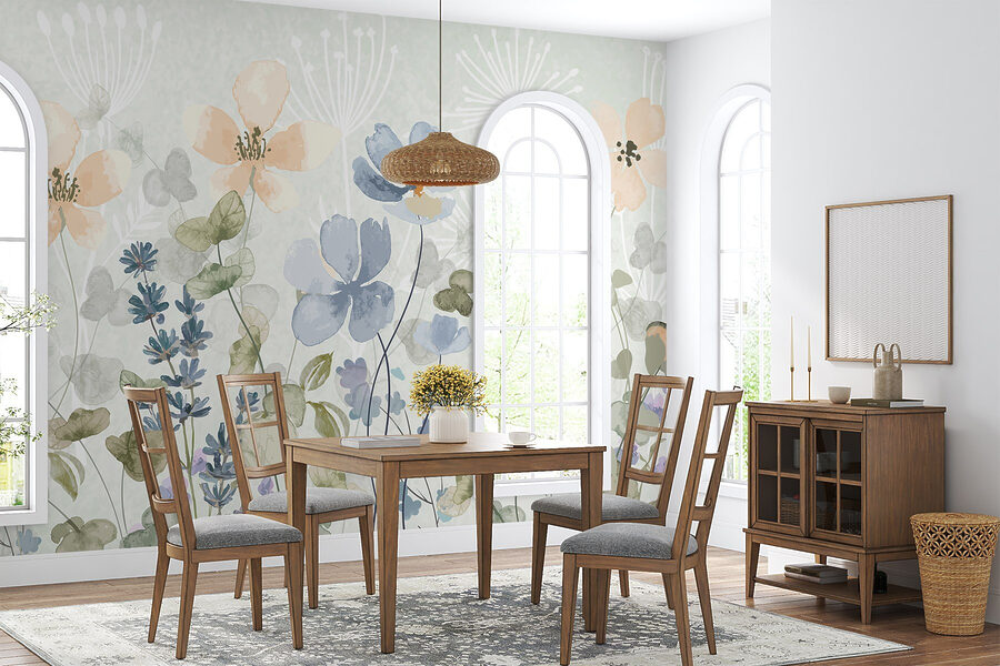 Peinture de fleurs et de feuilles