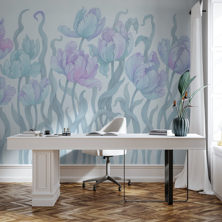Groupe de fleurs avec feuilles