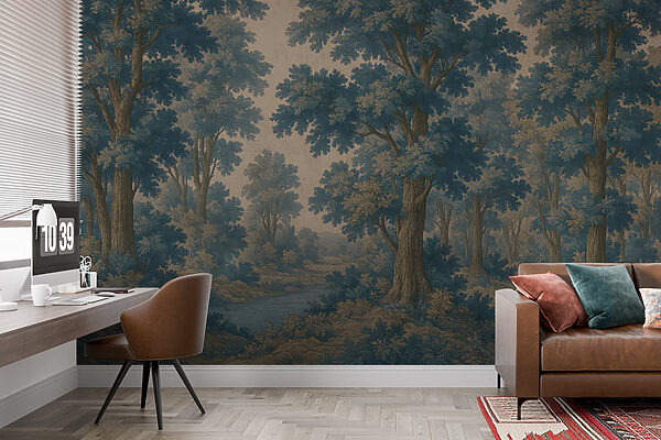 Peinture d'arbres et d'une rivière Peinture d'arbres et d'une rivière