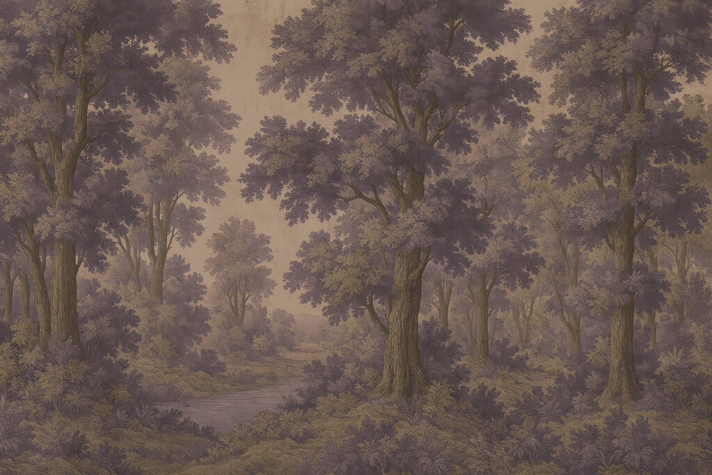 Peinture d'arbres et d'une rivière Peinture d'arbres et d'une rivière