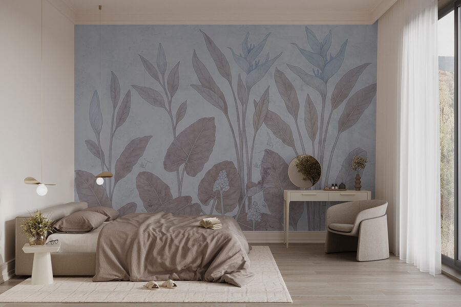 Motif botanique délicat dans des tons doux