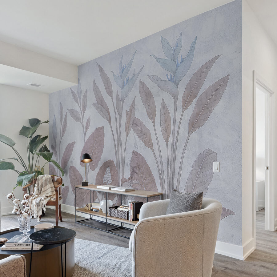 Motif botanique délicat dans des tons doux