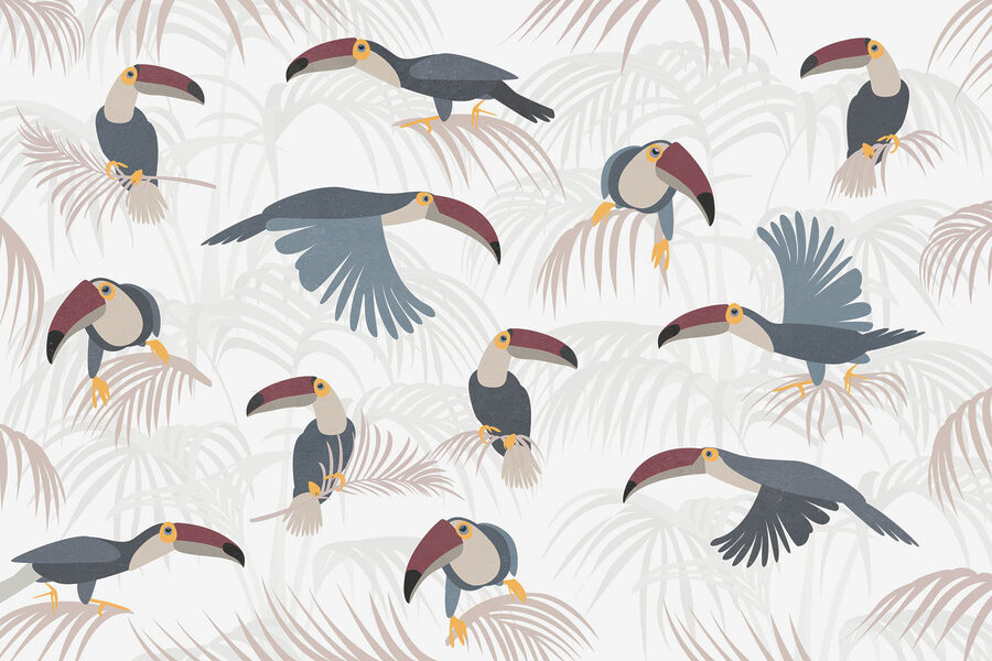 Motif des oiseaux et des plantes