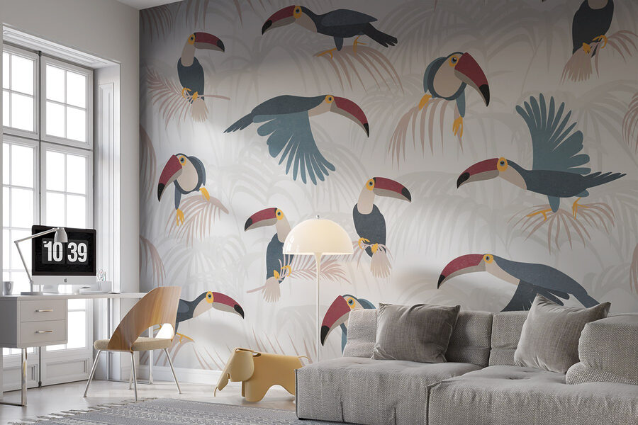 Motif des oiseaux et des plantes
