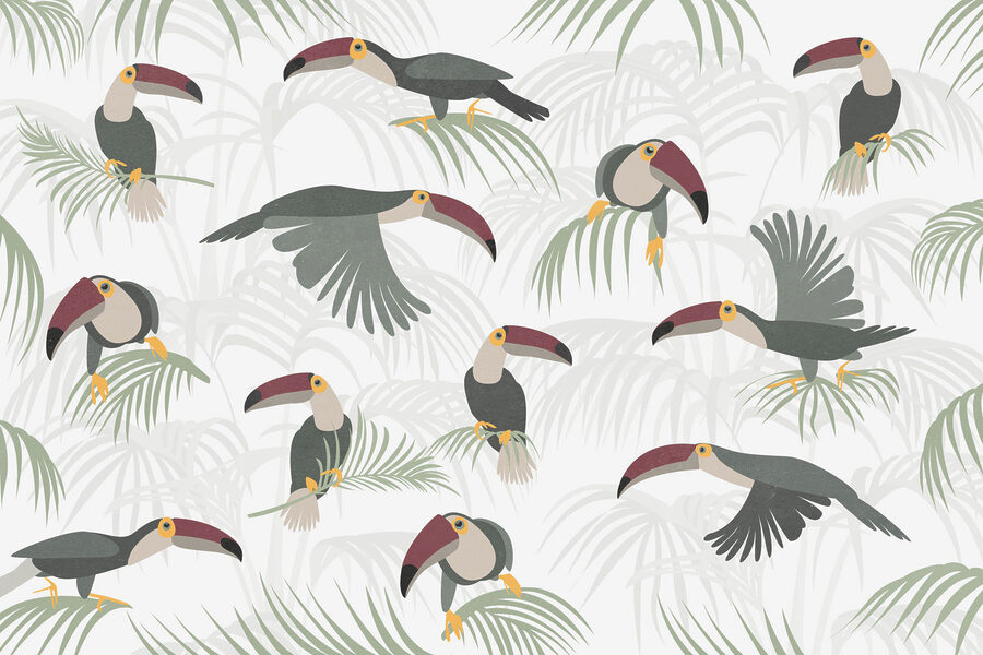 Motif des oiseaux et des plantes