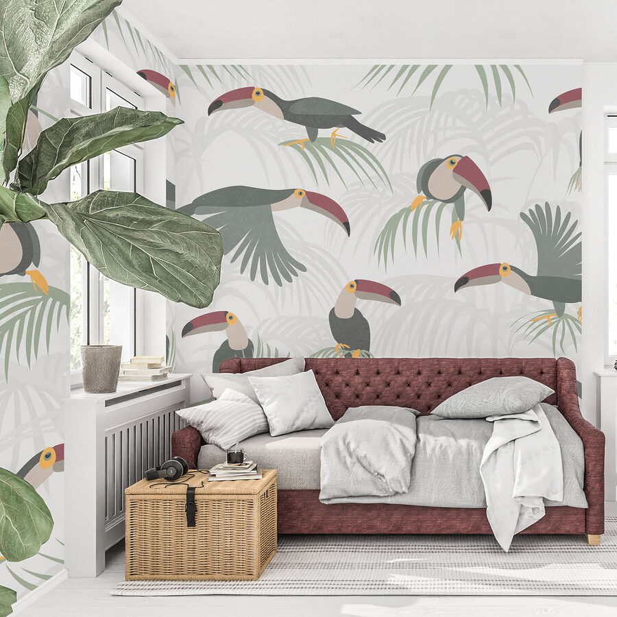Motif des oiseaux et des plantes