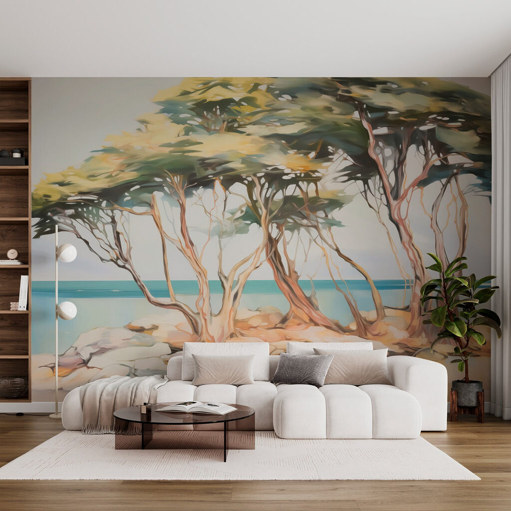 Group of trees on a rocky island