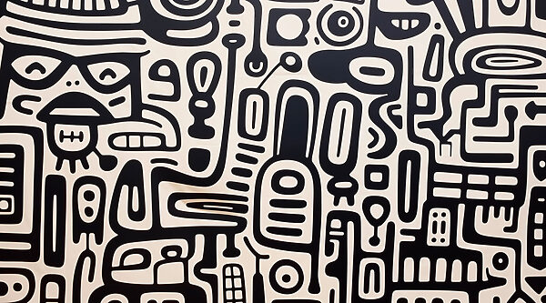 Motif noir et blanc sur une surface blanche Motif noir et blanc sur une surface blanche