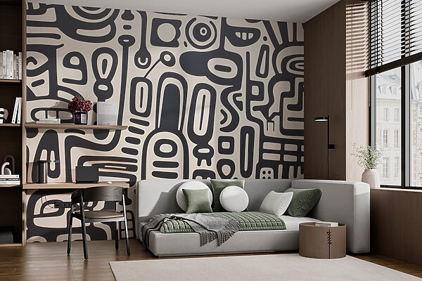 Motif noir et blanc sur une surface blanche Motif noir et blanc sur une surface blanche