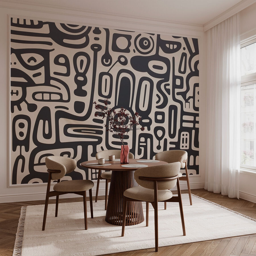 Motif noir et blanc sur une surface blanche