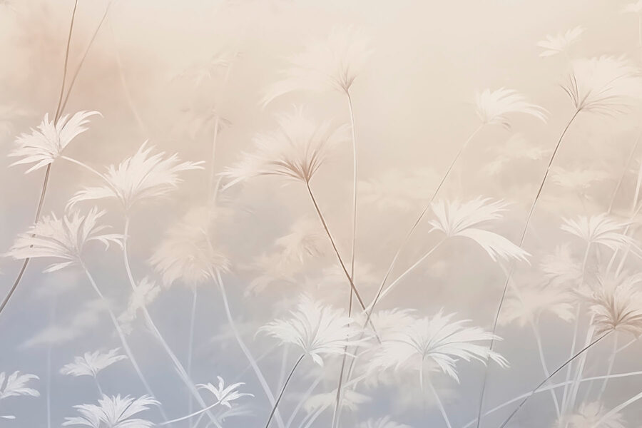 Fleurs blanches dans un environnement brumeux