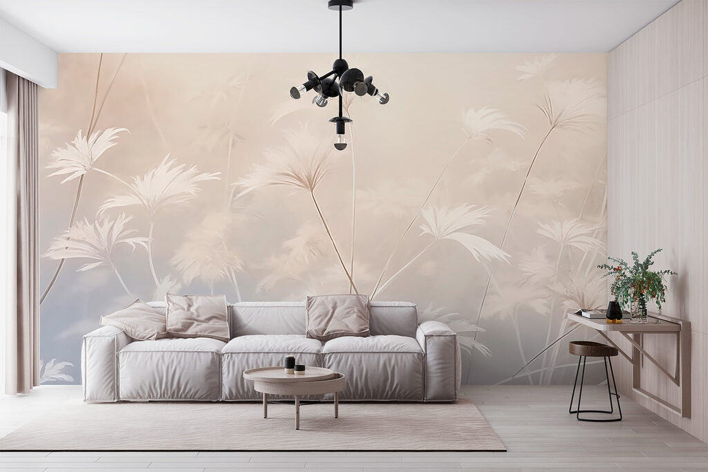 White flowers in a foggy environment White flowers in a foggy environment