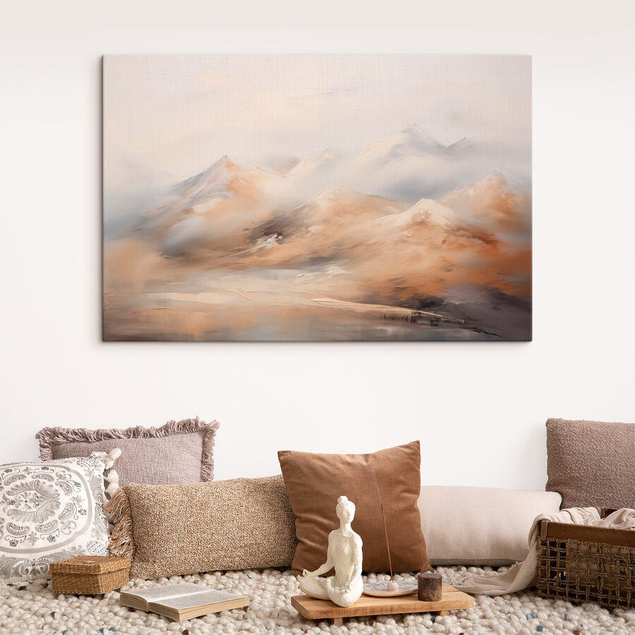 Peinture de montagnes et de brouillard