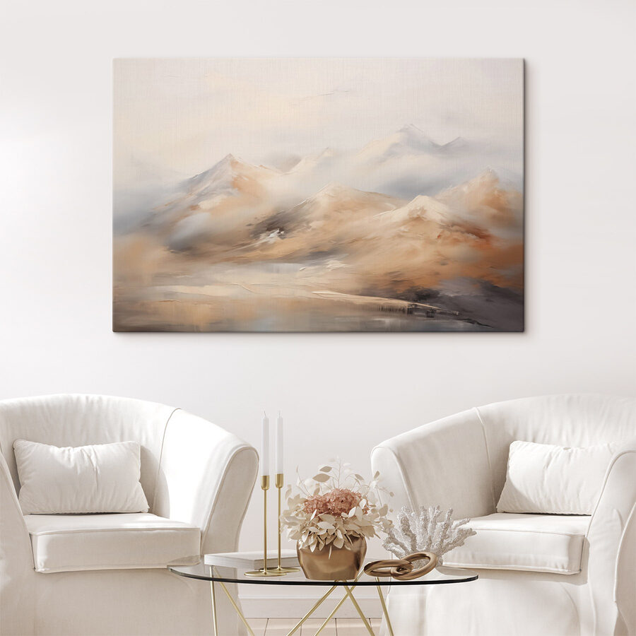 Peinture de montagnes et de brouillard