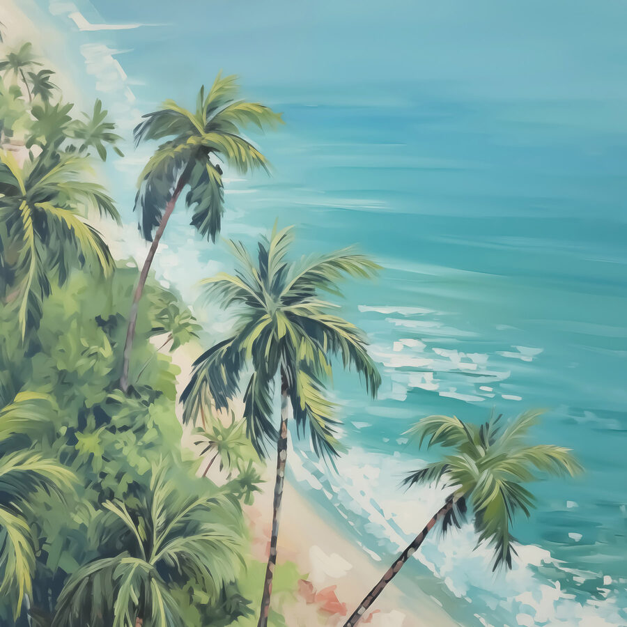 Plage avec palmiers et eau bleue Plage avec palmiers et eau bleue