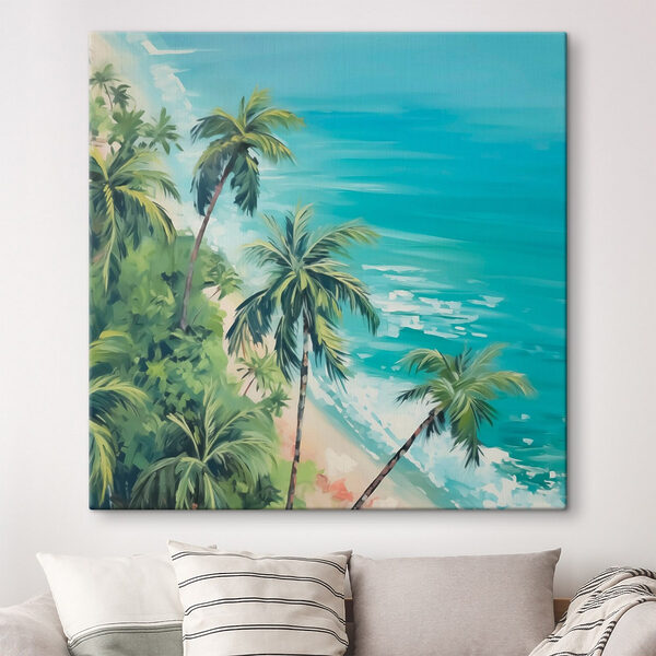 Plage avec palmiers et eau bleue Plage avec palmiers et eau bleue