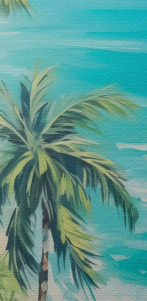 Beach with palm trees and blue water