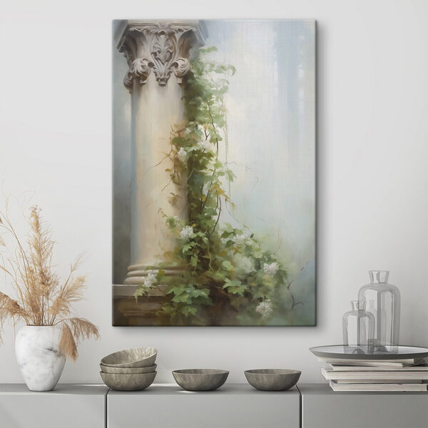 Painting of a column with ivy growing on it Painting of a column with ivy growing on it