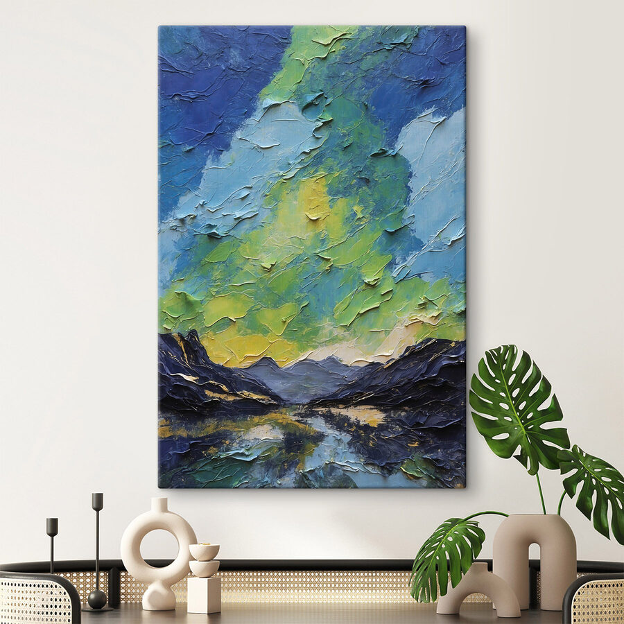 Peinture de montagnes et de nuages