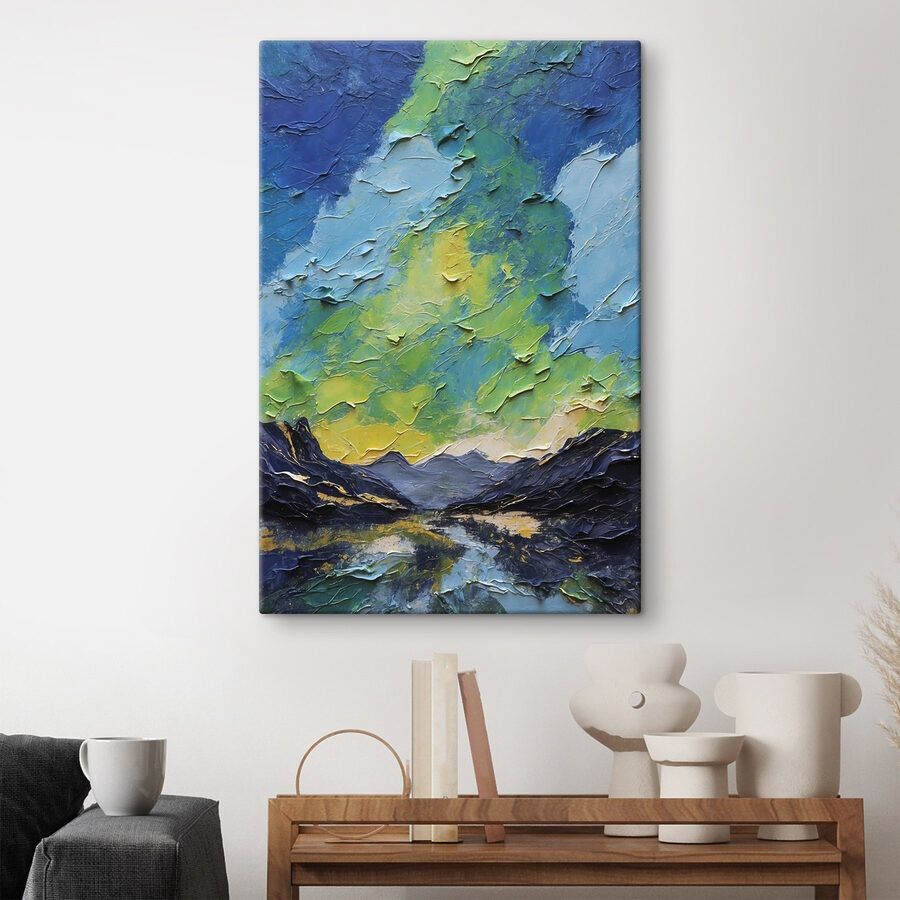 Peinture de montagnes et de nuages