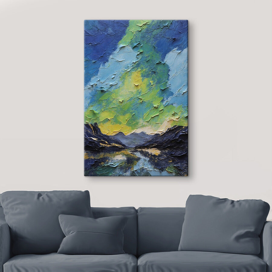 Peinture de montagnes et de nuages