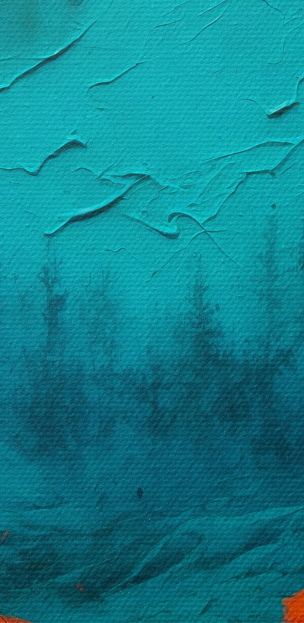 Painting of a forest with orange leaves and a full moon Painting of a forest with orange leaves and a full moon