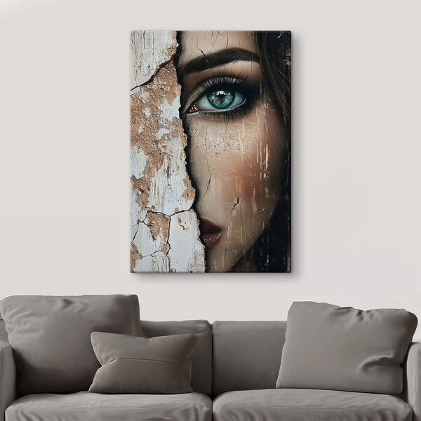 Le visage d'une femme avec un mur fissuré Le visage d'une femme avec un mur fissuré