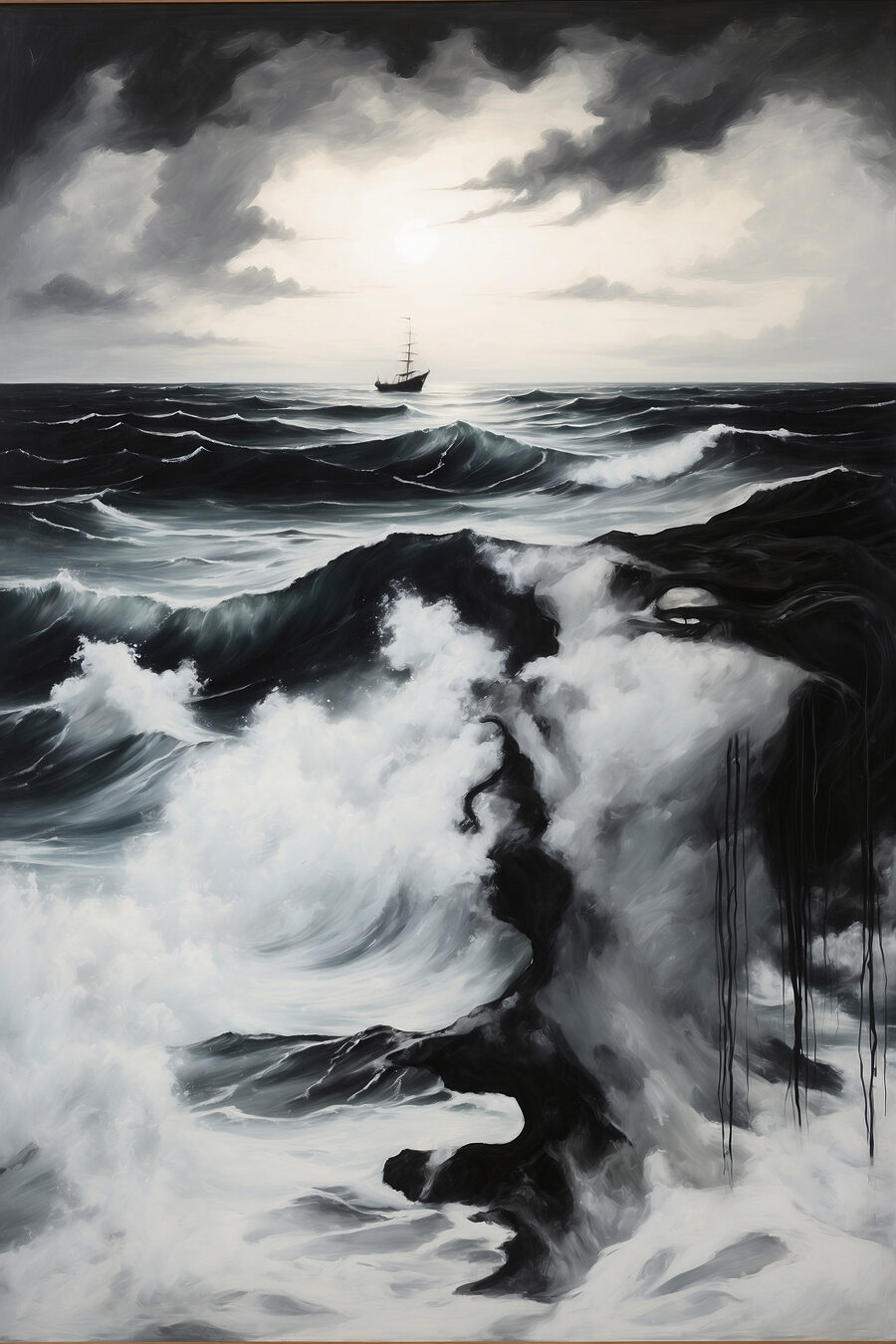 Peinture d'un navire dans l'océan
