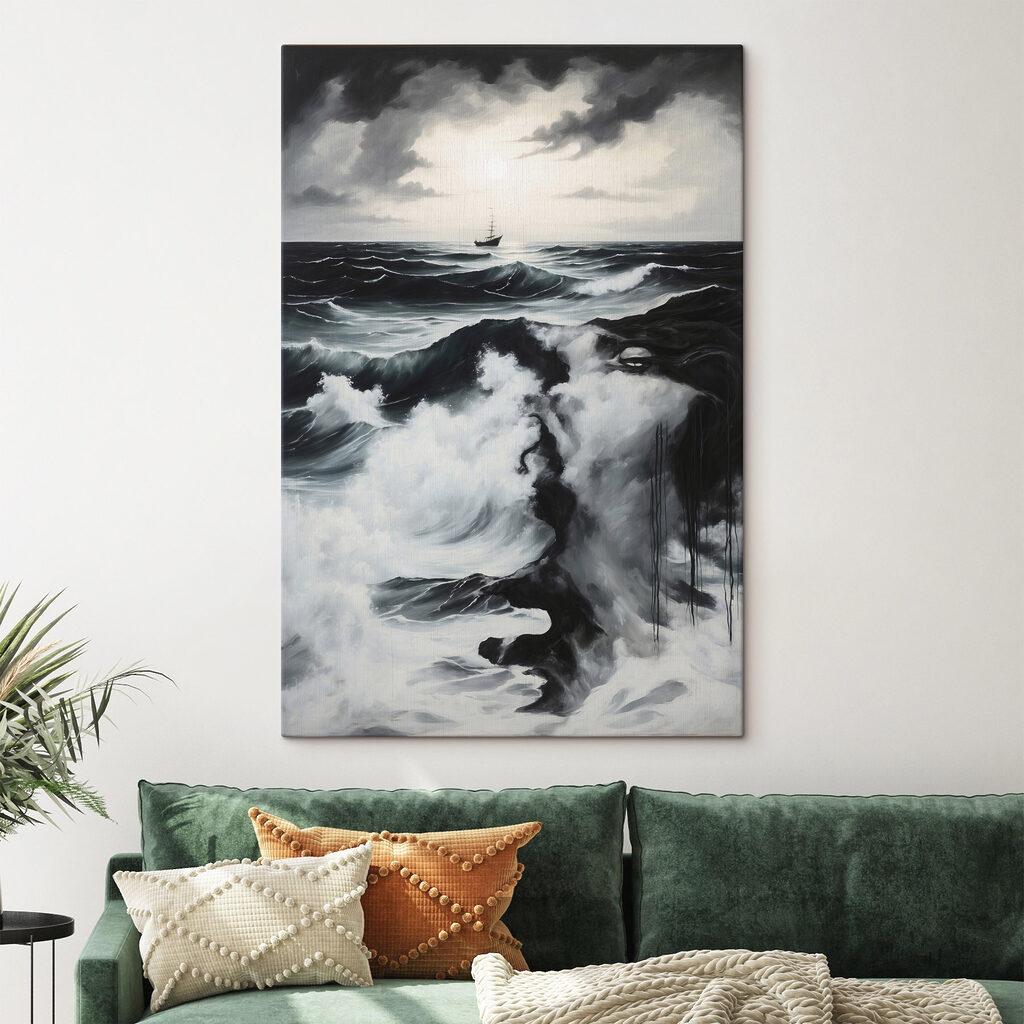 Painting of a ship in the ocean