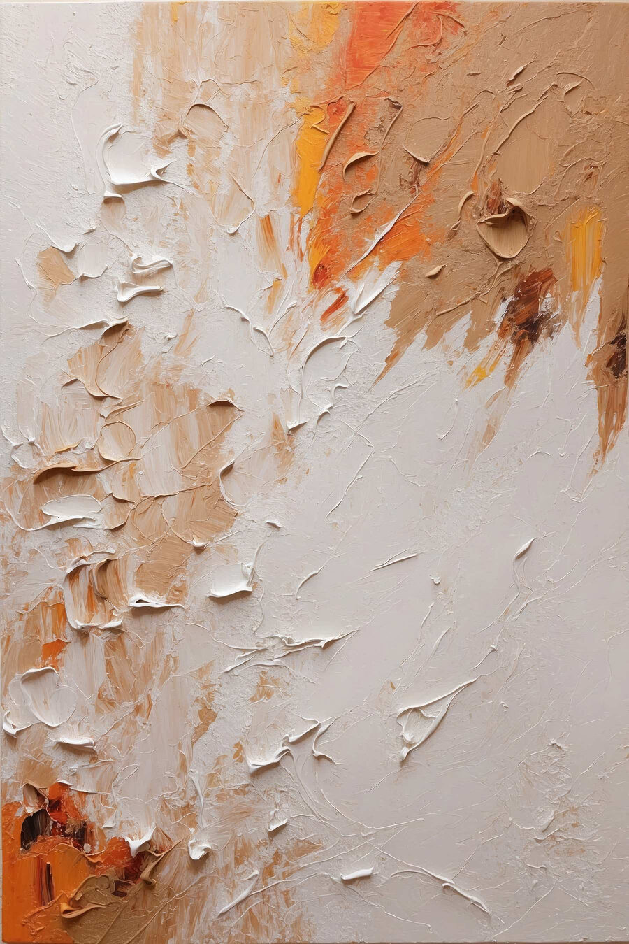 Toile texturée aux tons chauds.