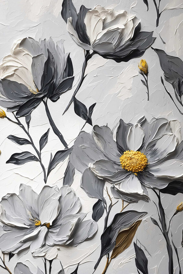 Peinture de fleurs sur une surface blanche Peinture de fleurs sur une surface blanche