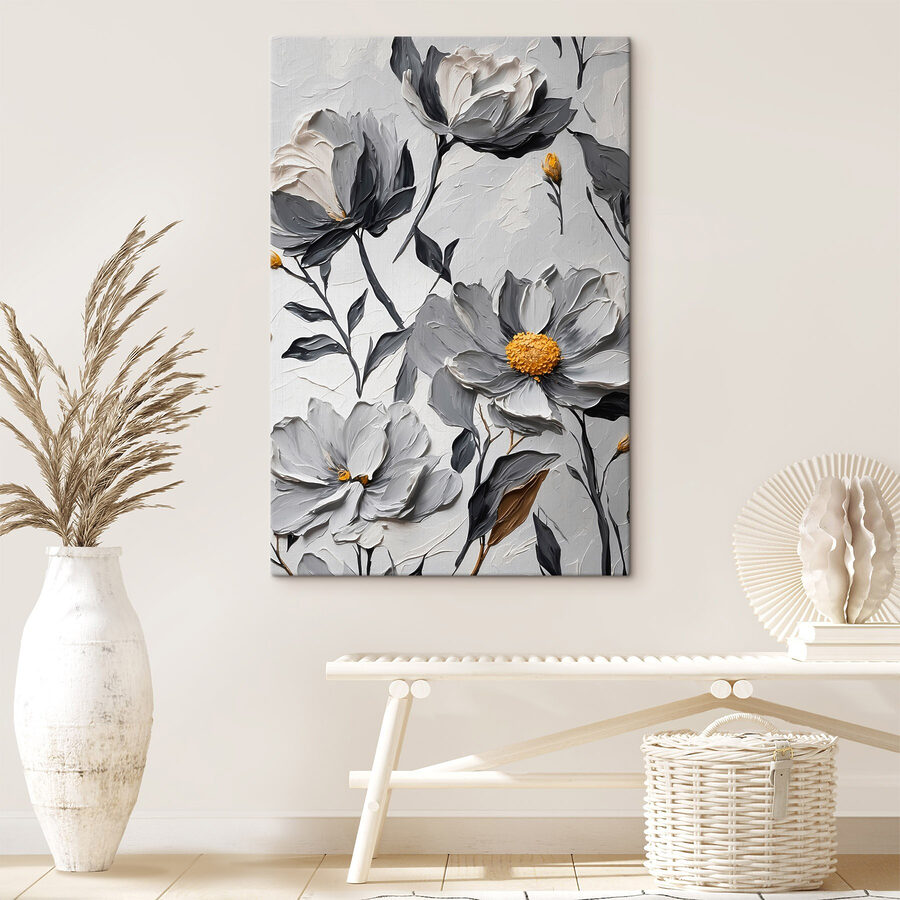 Peinture de fleurs sur une surface blanche Peinture de fleurs sur une surface blanche
