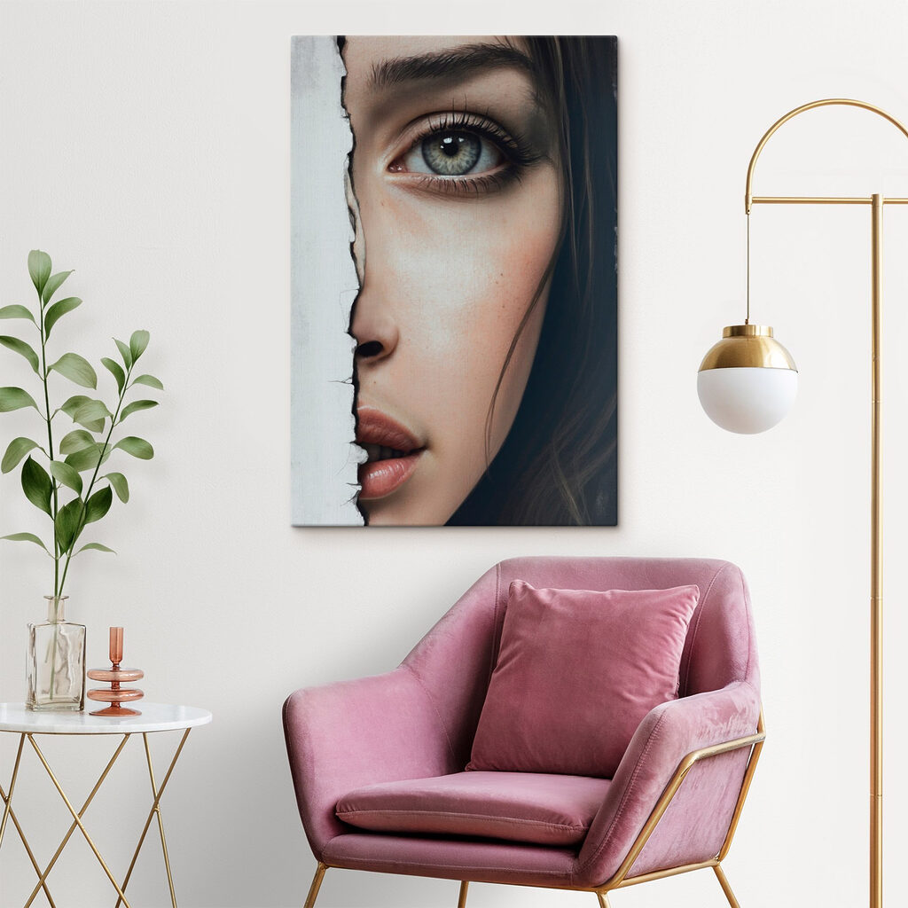 Woman's face with a torn paper Woman's face with a torn paper