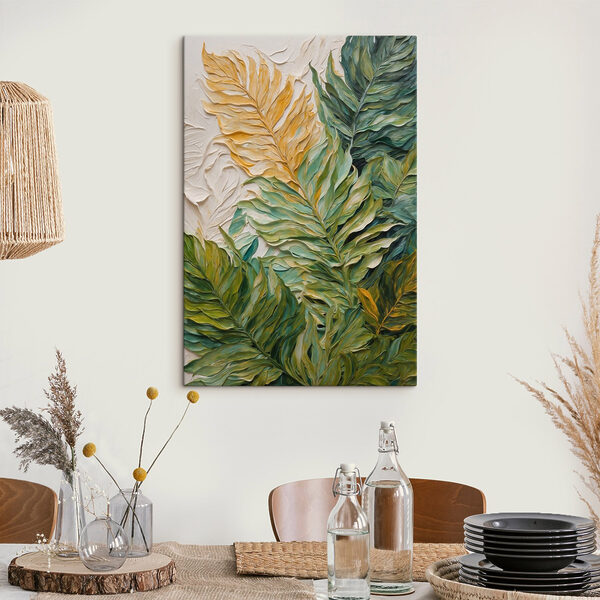 Peinture de feuilles sur une surface blanche Peinture de feuilles sur une surface blanche