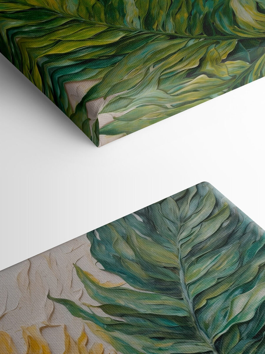 Peinture de feuilles sur une surface blanche