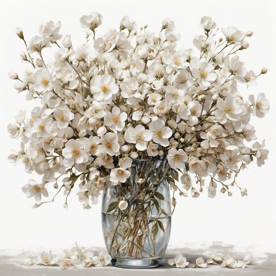 Vase de fleurs blanches