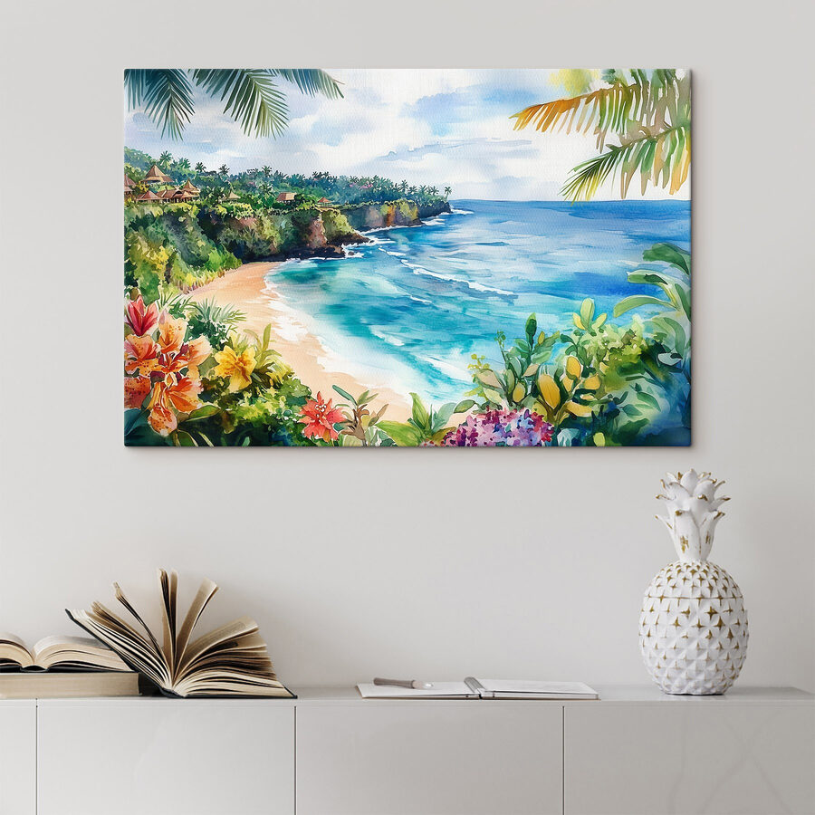 Aquarelle d'une plage et de l'océan Aquarelle d'une plage et de l'océan